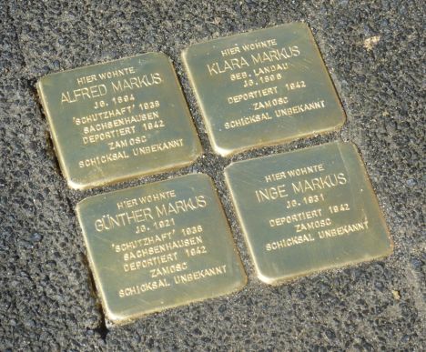 Stolpersteine für die jüdische Familie Markus