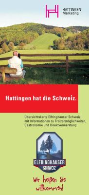 Übersichtskarte Elfringhauser Schweiz mit Informationen zu Freizeitmöglichkeiten, Gastronomie und Direktvermarktung.