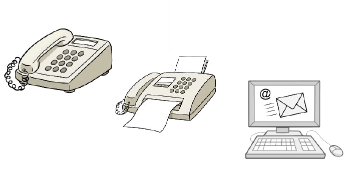 Bild von Telefon, Faxgerät und Computer Bild von Telefon, Faxgerät und Computer