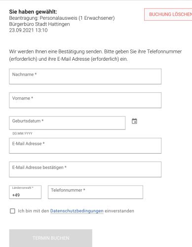 Buchung mit Eingabe von Kontakt-Informationen abschließen Buchung mit Eingabe von Kontakt-Informationen abschließen