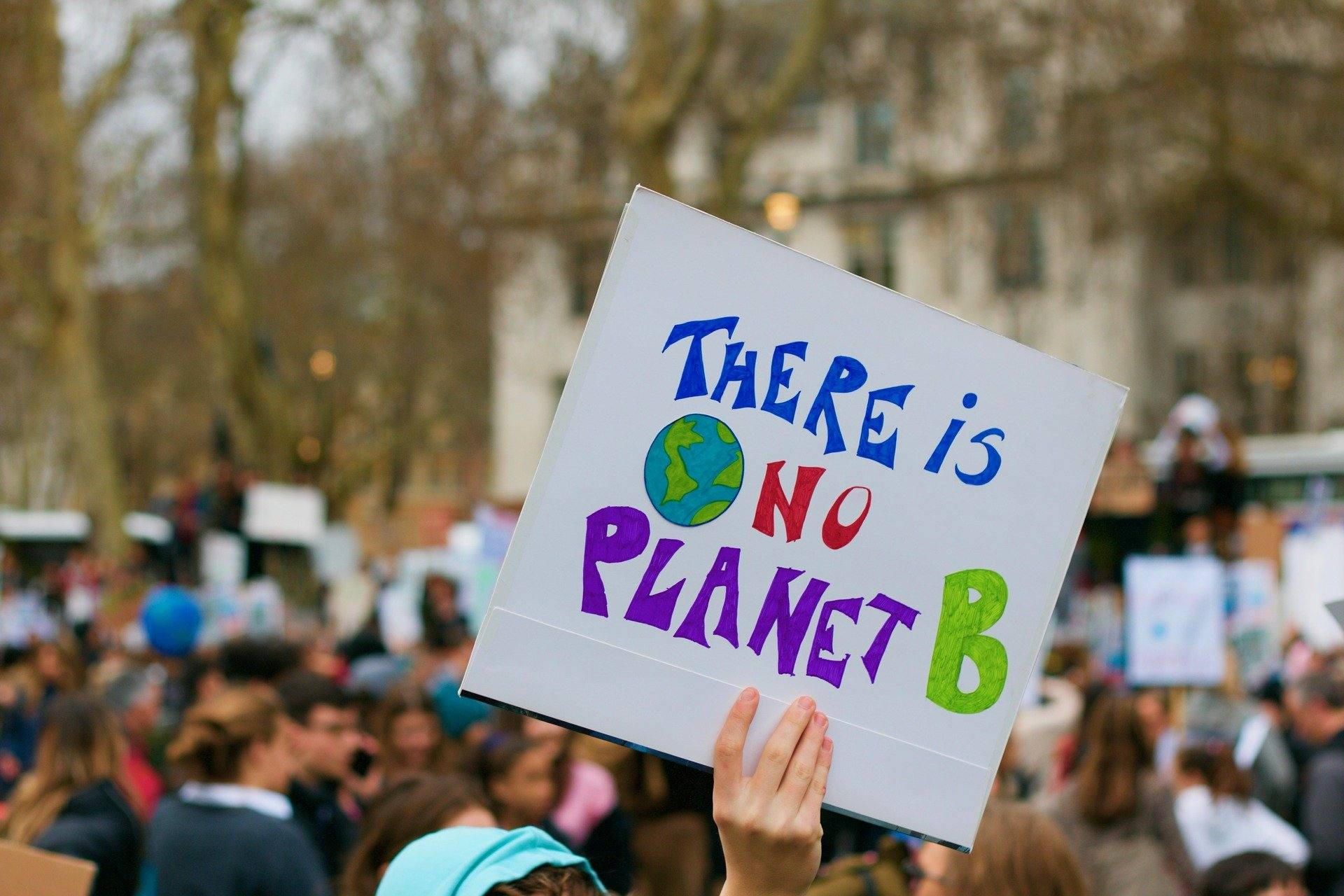 Plakat There is no planet b wird hochgehalten
