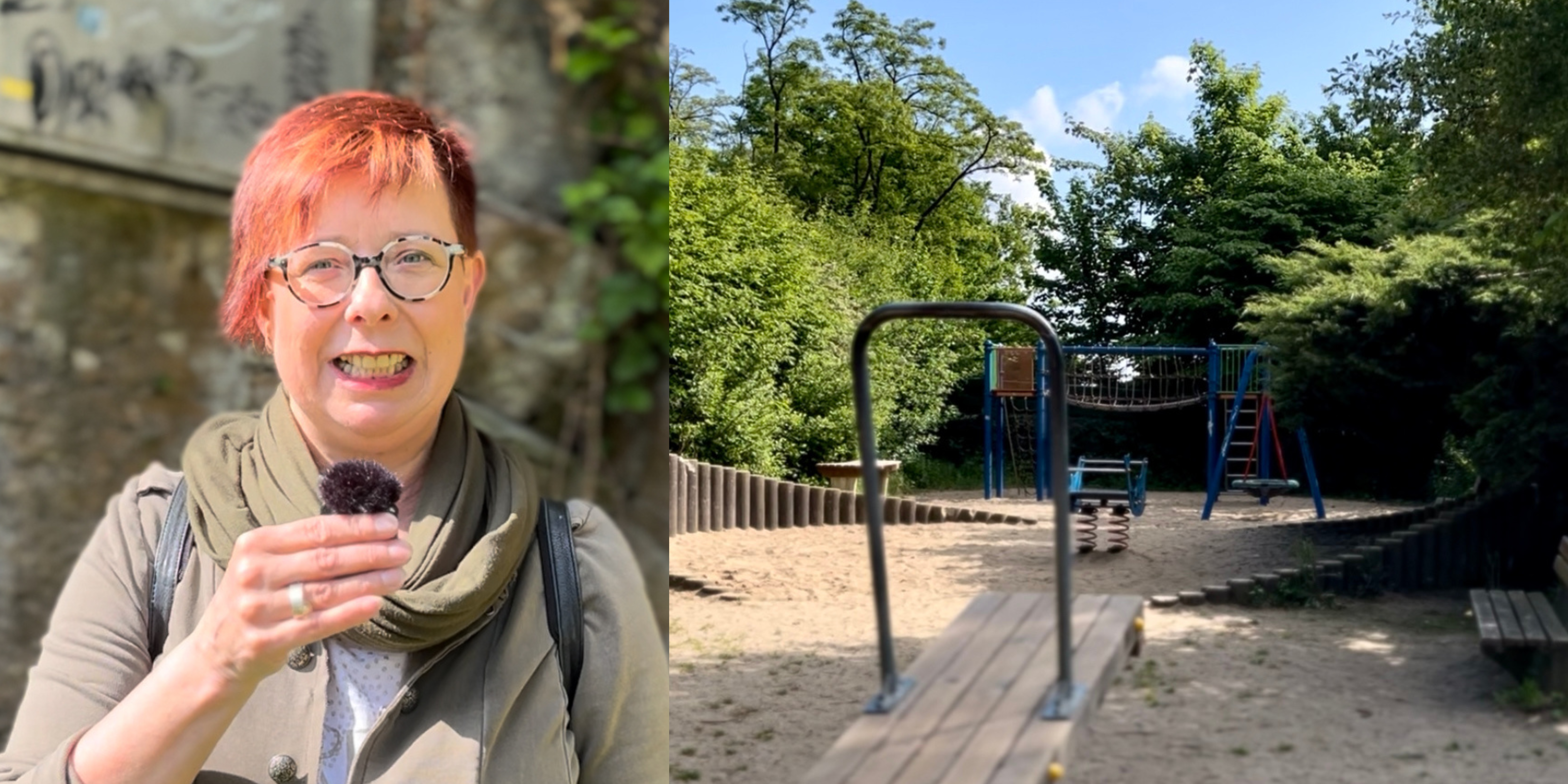 Regine Hannappell und Spielplatz im Gethmannschen Garten