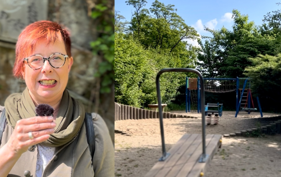 Regine Hannappell und Spielplatz im Gethmannschen Garten