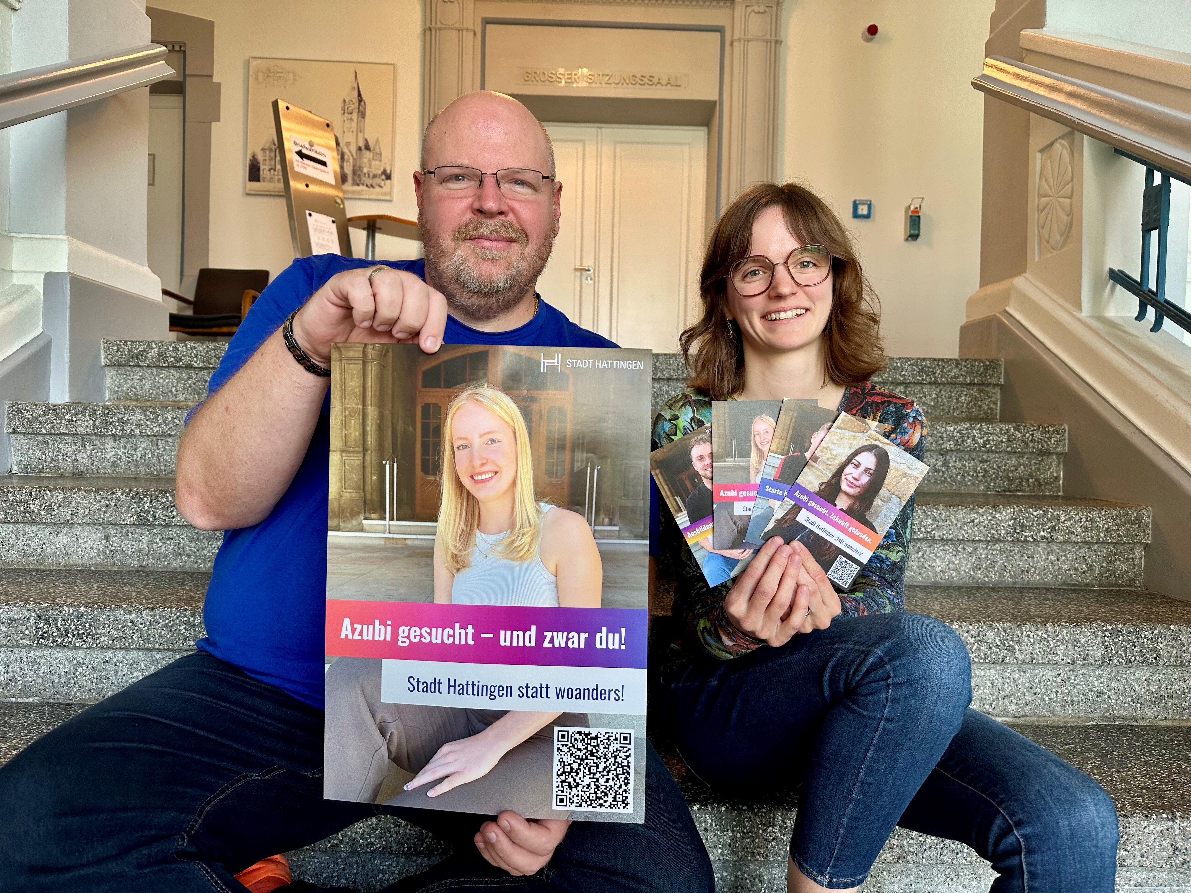 Andre Graef und Lena Ehlert vom Ausbildungsteam der Stadt Hattingen.