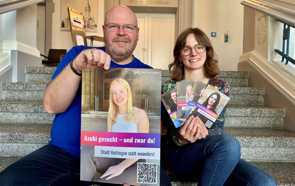 Andre Graef und Lena Ehlert vom Ausbildungsteam der Stadt Hattingen.