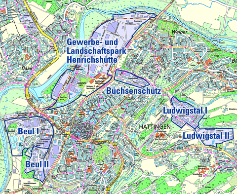 Lage der Gewerbegebiete