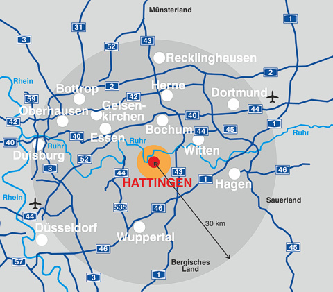 Karte Hattingen und seine Ortsteile