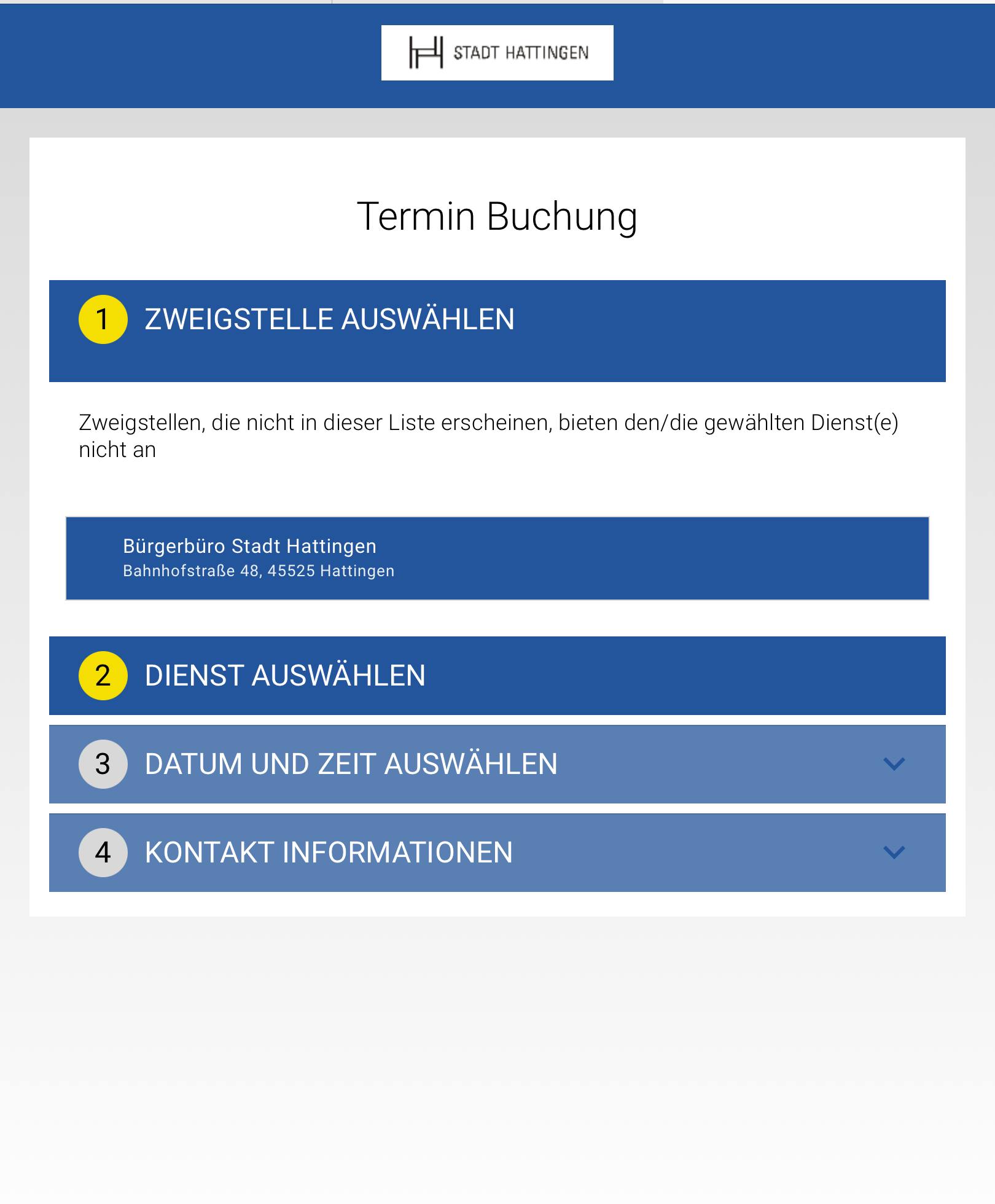 Zweigstelle Bürgerbüro Hattingen wählen Zweigstelle Bürgerbüro Hattingen wählen