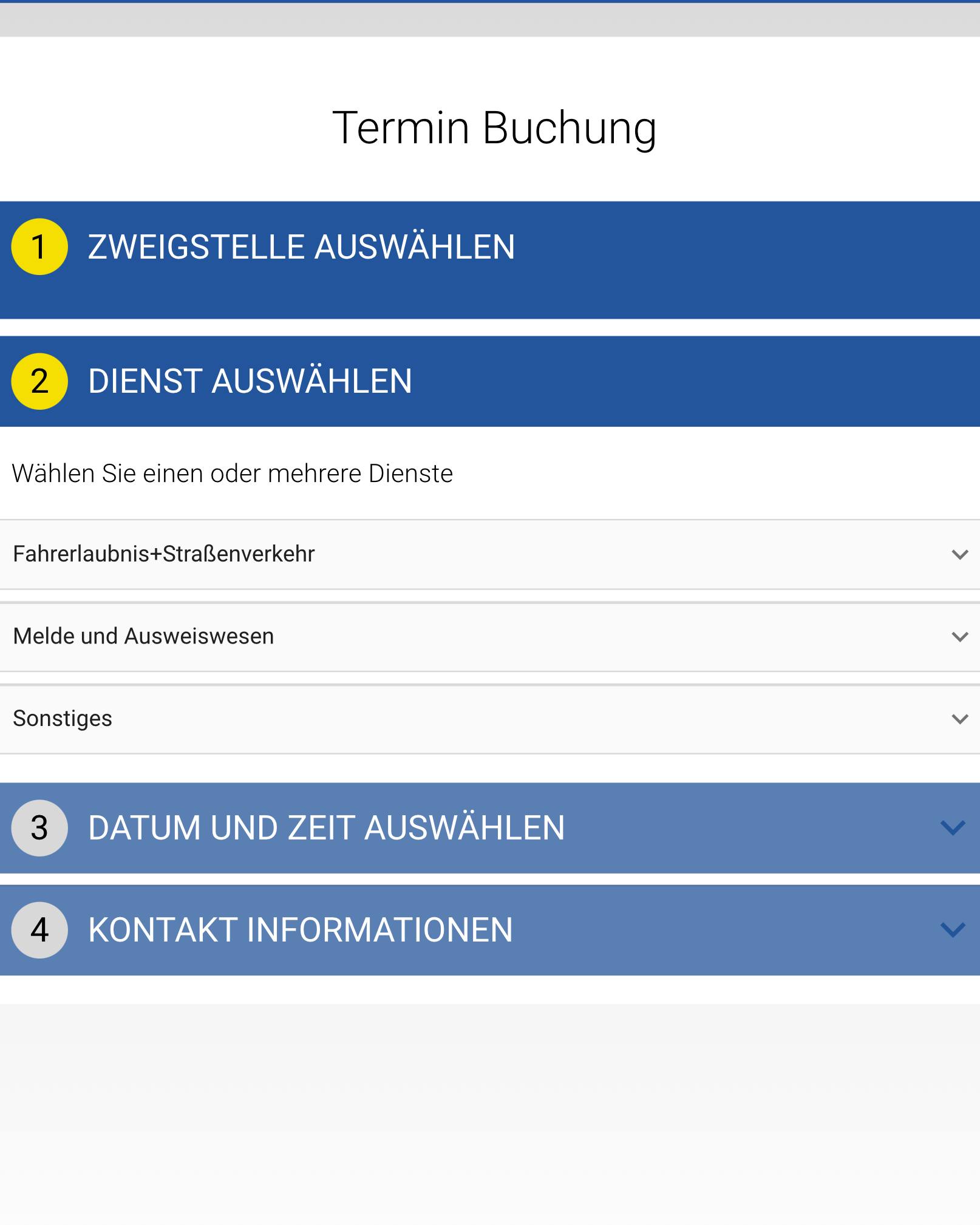 Dienst auswählen Dienst auswählen